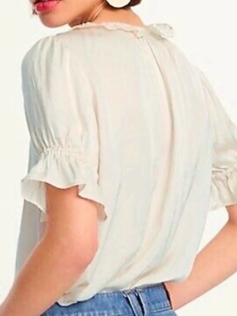 J. Crew Rust Red Ruffle Scoop-Neck Blouse sz Med